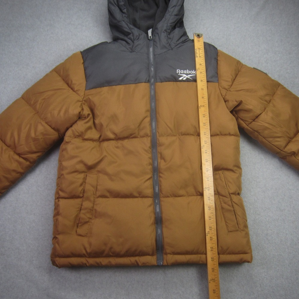 Reebok‎ Jacket Boys Youth Large 14/16 Timber Brown Grey Puffer Hooded Full Zip - Picture 11 of 16